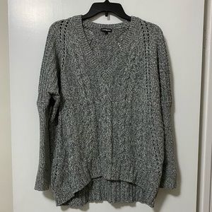Express Gray Marled Cable Knit Tunic Sweater S